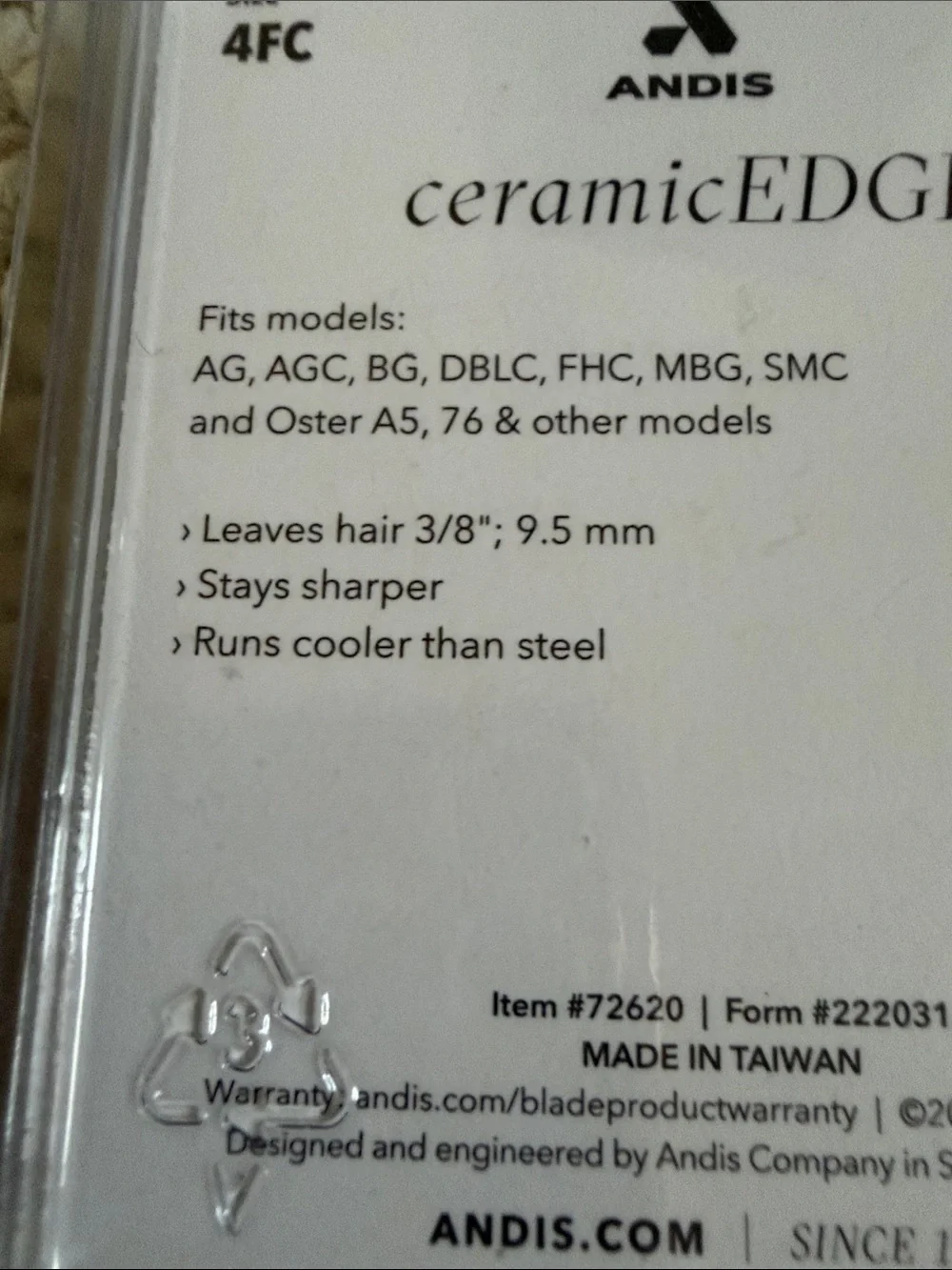 Andis ceramicEDGE 4FC Replacement Blades - Silver and Black